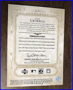 2004 4/15 Gehrigs Jersey #4 Legendary Cuts Lou Gehrig Pants Swatch NY Yankees