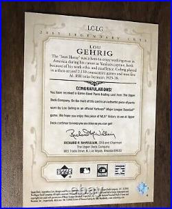 2004 4/15 Gehrigs Jersey #4 Legendary Cuts Lou Gehrig Pants Swatch NY Yankees