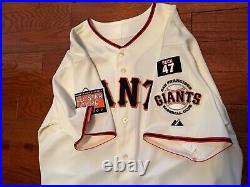 2007 Giants Bill Hayes Game Used Worn Home Jersey Team Stamp & Coa Size 48