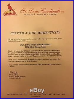 2008 Rick Ankiel Cardinals Game Used Worn Jersey. Team Letter. Signed