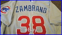 2009 Carlos Zambrano Game Used Road Grey Chicago Cubs Jersey Cubs COA & MEARS