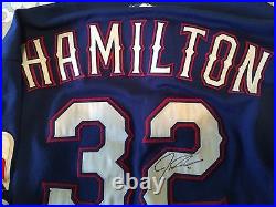 2009 Josh Hamilton Signed Inscribed Game Used Jersey Awesome Blue Jsa/mlb