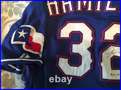 2009 Josh Hamilton Signed Inscribed Game Used Jersey Awesome Blue Jsa/mlb