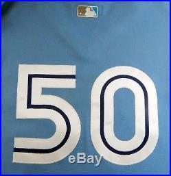2009 Toronto Blue Jays Davis Romero #50 Blue Game Issued Retro Jersey BLU1075