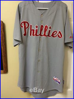 2010 Jimmy Rollins Game used worn team issued Phillies throwback Jersey MLB Auth