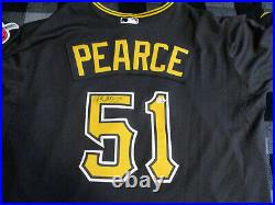 2010 Pittsburgh Pirates Steve Pearce Signed Black Game Used Jersey MLB Hologram