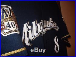 2010 Ryan Braun Road Blue Milwaukee Brewers Game Used Jersey MLB Hologram