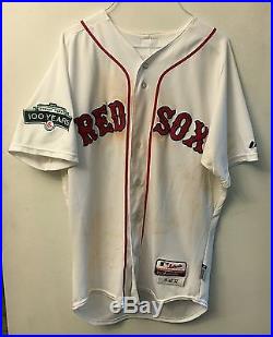 2012 Dustin Pedroia Game Used Boston Red Sox Home Jersey Mlb Auth Unwashed