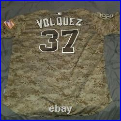 2013 Game Worn Majestic San Diego Padres Edinson Volquez Camo Jersey Size 52