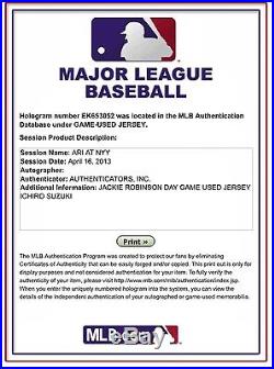 2013 Ichiro Suzuki Game Used Jersey Jackie Robinson Day-MLB Auth. Hit 2,613