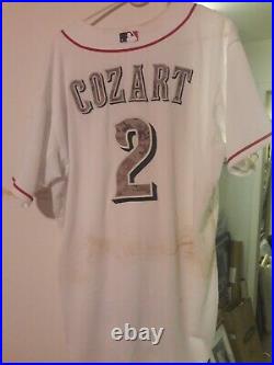 2013 Zach Cozart Cincinnati Reds Game Used Memorial Day Jersey MLB 5/27/13 v CLE