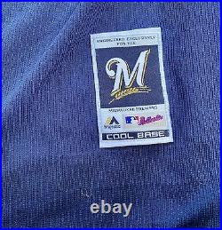 2015 Khris Davis Milwaukee Brewers game used worn BP jersey MLB