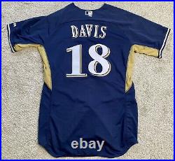2015 Khris Davis Milwaukee Brewers game used worn BP jersey MLB