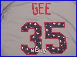2015 Mets Game Jersey issued Stars & Stripes SZ 46 Dillon Gee #35 MLB Hologram