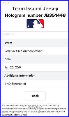 2016 Game Issued Majestic Boston Red Sox Andrew Benintendi Playoff Jersey Holo
