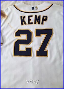 2016 MATT KEMP Game Used Padres Home Jersey #27 Dodgers Reds MLB Authenticated