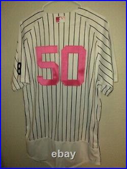 2016 New York Yankees Mother's Day Game Issued Branden Pinder Home Pink Jersey