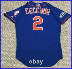 2016 POST SEASON CECCHINI size 44 New York Mets game used jersey home blue MLB