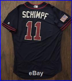 2016 RYAN SCHIMPF SAN DIEGO PADRES 4th FOUTH of JULY BLUE GAME USED WORN JERSEY