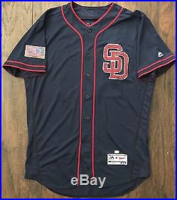 2016 RYAN SCHIMPF SAN DIEGO PADRES 4th FOUTH of JULY BLUE GAME USED WORN JERSEY
