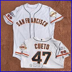 2016 San Francisco Giants Johnny Cueto Game-Used Post Season Jersey COA