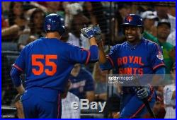 2016 TBTC Tim Teufel sz 46 Royal Giants New York Mets GAME USED JERSEY MLB HOLO