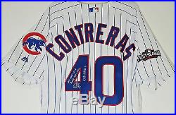2016 WILLSON CONTRERAS SIGNED CUBS NLDS 2 GAME USED Playoff Jersey MLB JB946562