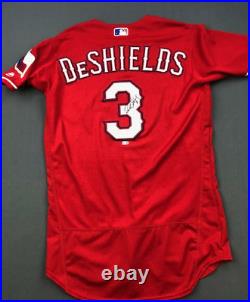 2017 Delino DeShields Jr. Texas Rangers Game Used Worn Baseball Jersey! Matched