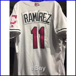 2017 Jose Ramirez Game Used Pink Mother's Day Jersey Cleveland Indians MLB COA