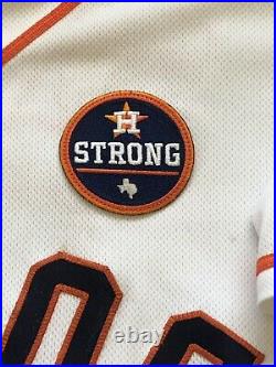 2017 Max Stassi Game Used Worn Houston Astros Home White Houston Strong Jersey