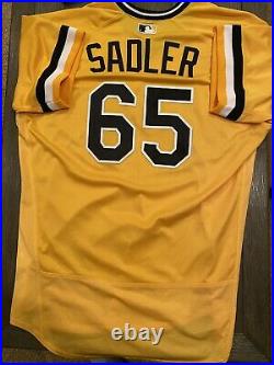 2017 Pittsburgh Pirates Casey Sadler #65 Game Issued Yellow Jersey 1979 TBTC