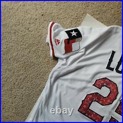2017 Texas Rangers Stars and Stripes Jonathon Lucroy #25 Game Used Jersey July 4