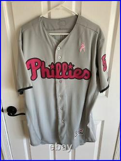 2017 Zach Eflin PHILLIES Game Used Worn Mothers Day Road Jersey Signed MLB AUTH