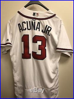 2018 Alanta Braves Ronald Acuna Jr Game Used 1st & 2nd Career Home Run Jersey