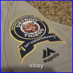 2018 Game Worn Used Majestic Detroit Tigers Victor Alcantara 1968 TBTC Jersey