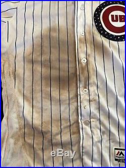 2018 Javier Baez Game Used Jersey 7/4/2018 MLB COA Filthy Dirty Covered In Dirt