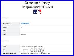 2018 KC Royals Salvador Perez Game Worn Used Baseball Jersey MLB Auth 1/1