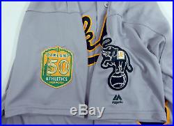 2018 Oakland Athletics A's Jed Lowrie #8 Game Issued Grey Jersey 50th Patch