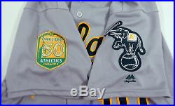 2018 Oakland Athletics A's Marcus Semien #10 Game Issued Grey Jersey 50th Patch