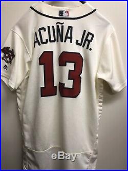 2018 Ronald Acuna Jr. Game Used Home Run Jersey Creme Worn All Season Rookie ROY