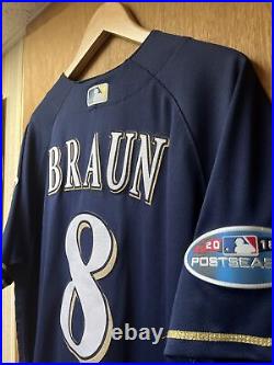 2018 Ryan Braun GAME USED NLCS Milwaukee Brewers Alt Blue Jersey Games 1,2 and 5