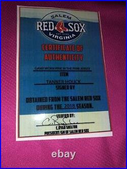 2018 Salem Red Sox #41 Tanner Houck Boston Red Sox Signed Game Worn Jersey COA