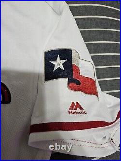 2018 Texas Rangers Team Issued Stars And Stripes Majestic Jersey Size 46