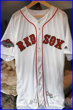 2019 Boston Red Sox Game Used Worn World Series Champs Gold Trimmed Home Jersey