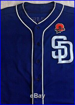2019 FRANMIL REYES Game Used Padres Memorial Day Jersey #32 Indians MLB Auth