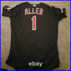 2019 Game Issued/Worn Majestic Cleveland Indians Greg Allen Jersey Size 46 Holo