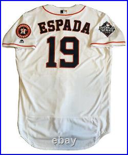 2019 Joe Espada Game Used Worn Houston Astros Home White WORLD SERIES Jersey