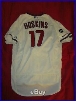 2019 Phillies Rhys Hoskins Home Alternate Game Used Worn JERSEY WITH PATCHES
