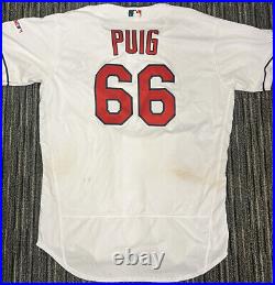 2019 Yasiel Puig Game Used Worn Cleveland Indians Jersey MLB Holo Dodgers Reds