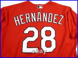 2020 St. Louis Cardinals Oscar Hernandez #28 Game Issued Used Red Jersey ST BP 1